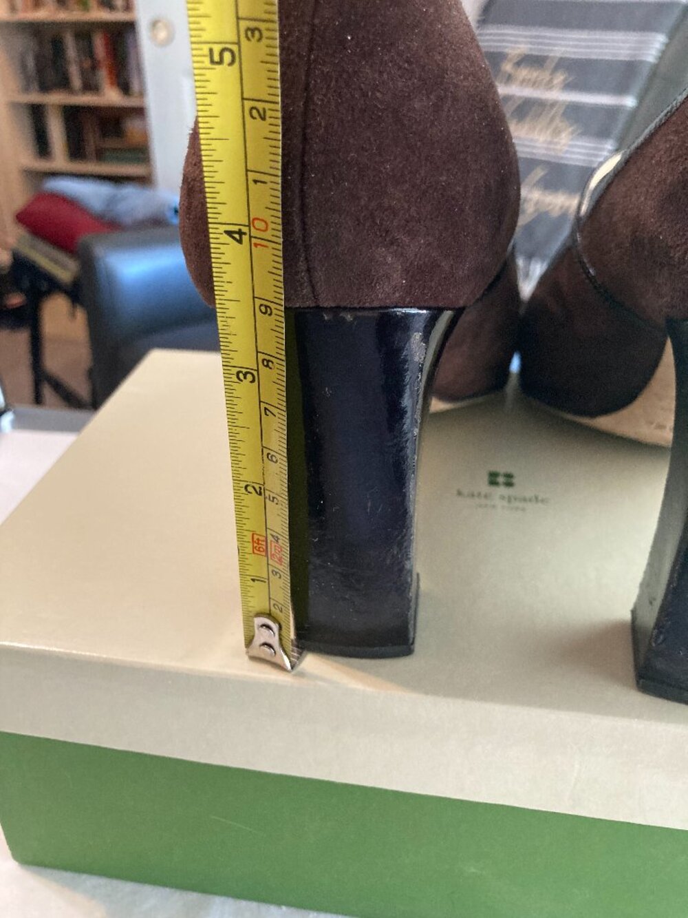 Kate Spade - Trilby Heel - Elegant Chocolate Suede Mary Jane Heels Size 7.5M - Picture 5 of 12